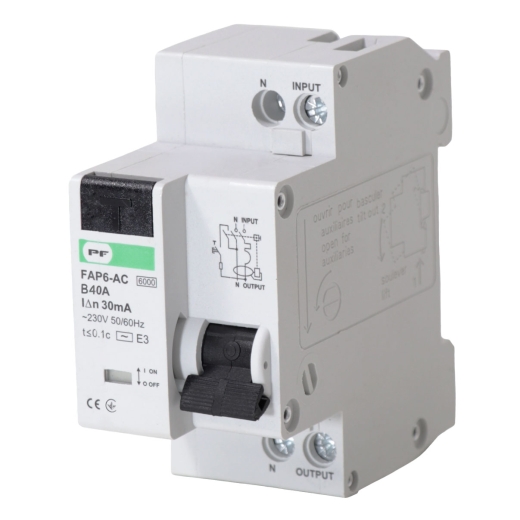 Диф автомат Promfactor FAP6-AC B 40А/0,03A 2P (1P+N) 6кА (FAP06B40030AC) - 1
