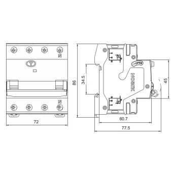 Дифавтомат NOARK Ex9NL-N 3P+N B20 EU 6кА B 20А 300мА AC (111507) - 2