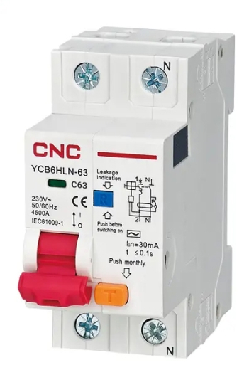 Дифференциальный выключатель CNC YCB6HLN-63 20А 1Р+N 6кА 30мА (Б00036659) - 1