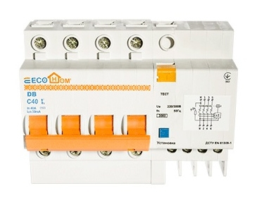 Вимикач диференційного струму ECOHOME ДВ 3P+N 40A 30мА (ECO030020005) - 2