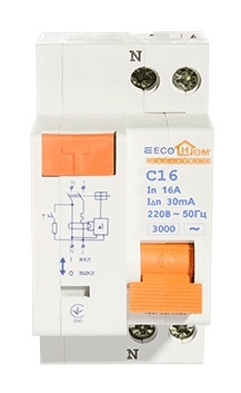 Выключатель дифференциального тока ECOHOME ДВ 1Р+N 16A 30мА (ECO030010001) - 2