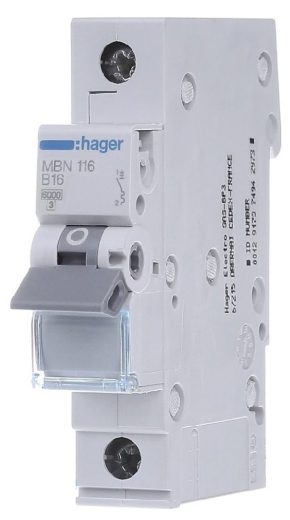 Автоматичний вимикач Hager MBN116 6кА B 16A 1P - 1