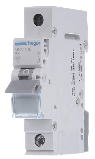 Автоматичний вимикач Hager MBN106 6кА B 6A 1P - 1