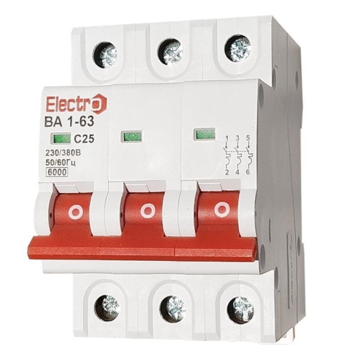 Автоматический выключатель ElectrO 60VA63C3016 ВА1-63 3P 16А 6кА C - 1