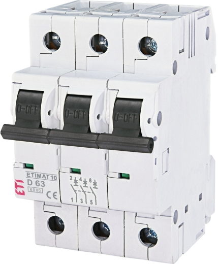 Автоматичний вимикач ETI 002155722 ETIMAT 10 3p D 63А (6 kA) - 1