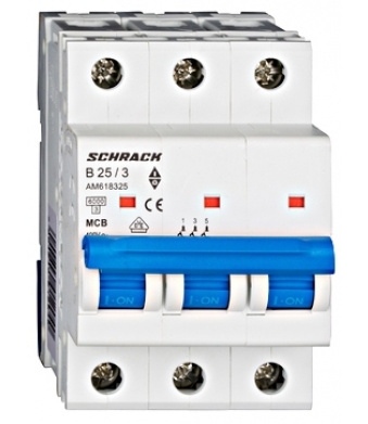 Автоматичний вимикач 25А 3P 6кА х-ка B, Schrack - 1